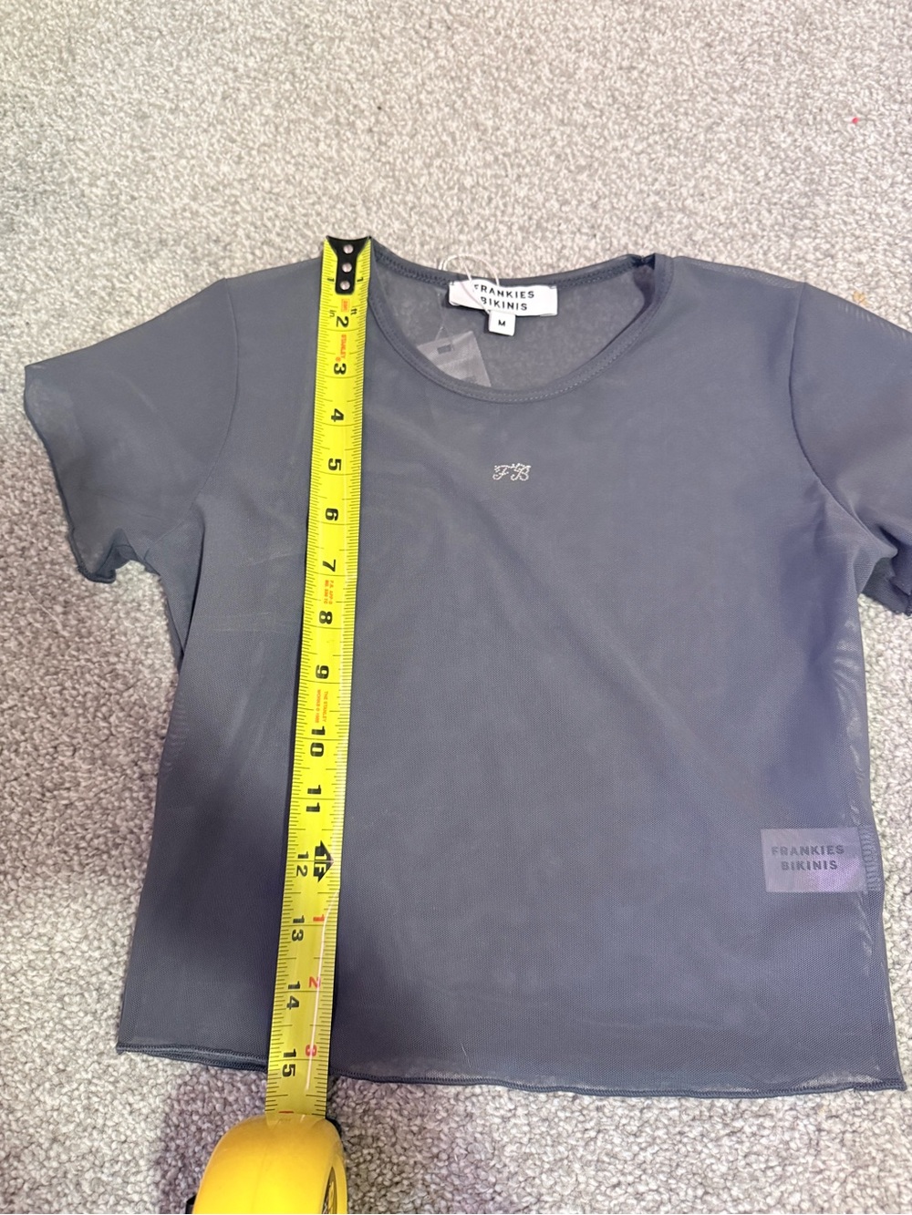 Frankie's Bikinis Charcoal Galaxy Gray Sheer Mesh Short Sleeve Lauryn Top - Picture 5 of 9